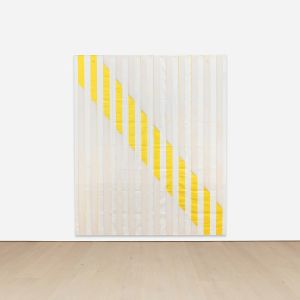 Daniel Buren - Paint on/Under Plexiglas on Serigraphy, Diagonal No. 2 Yellow, January 2013, situated work