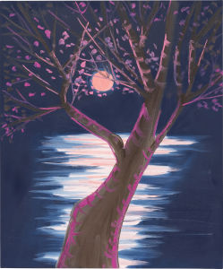 Ann Craven - Moon (Little Glowing Magenta Tree, Cushing), 2021