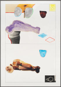 John Baldessari - Hands with Beer, Chicken and Money (with Observer, Clothing, and Umbrella Fragment)