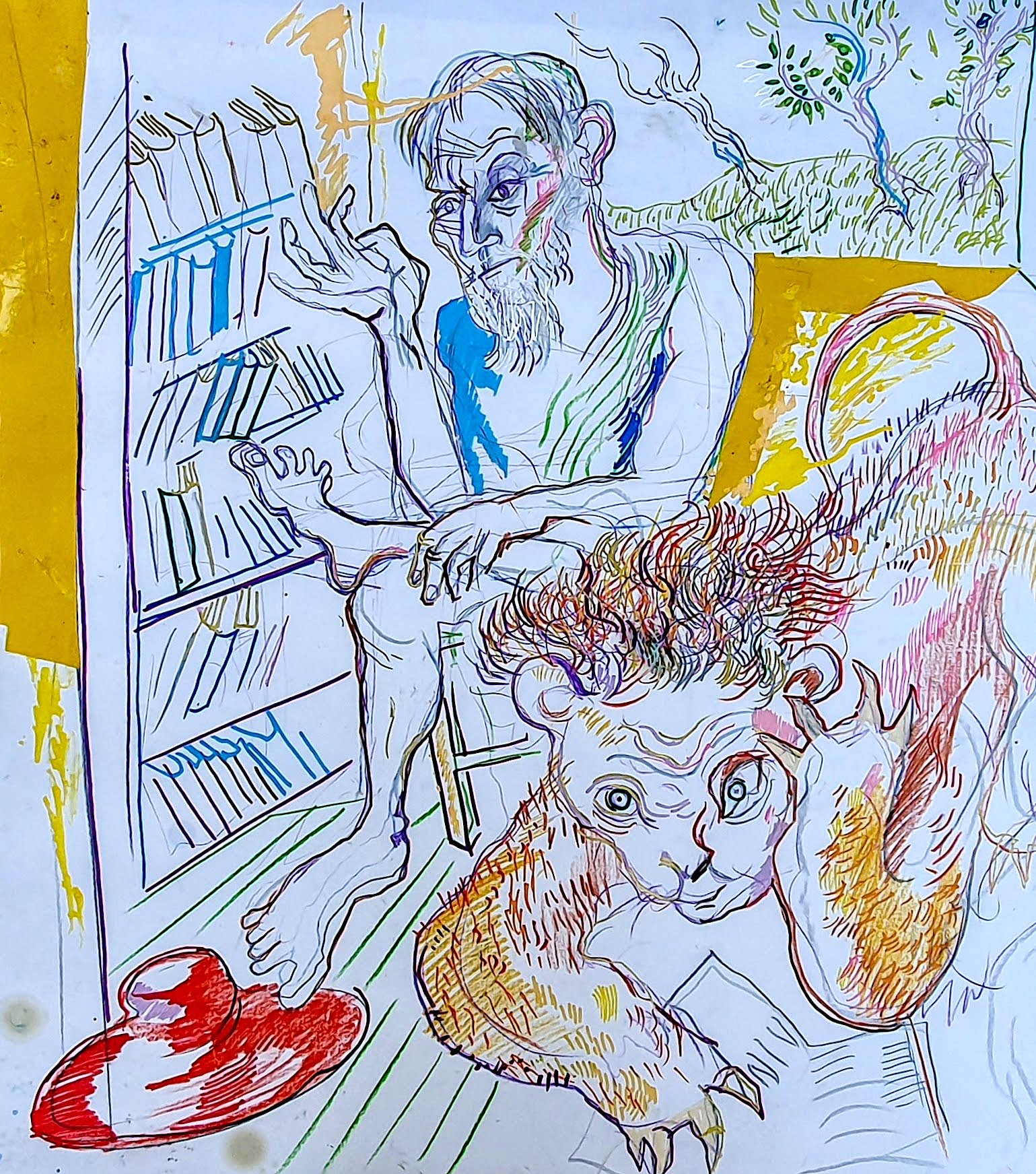 Jerome and the Lion (red)